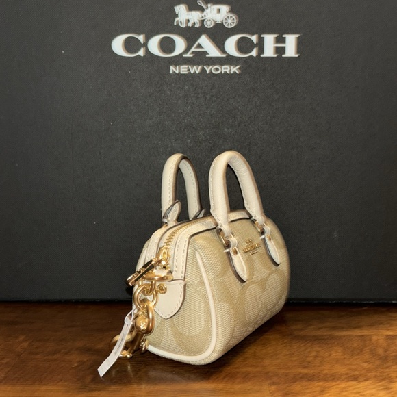 COACH Mini Rowan Satchel Bag Charm In Signature Canvas NWT - Picture 7 of 10